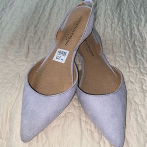 Christian Siriano periwinkle suede slingback flats